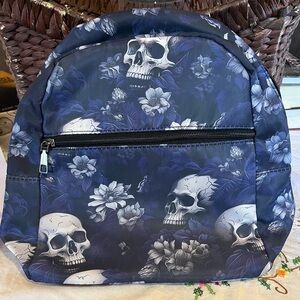 Skull & flowers nylon back pack